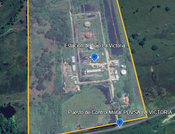 PDVSA 'La Victoria' flow station and Ojeda military checkpoint: 7°05'45"N 71°24'23"W